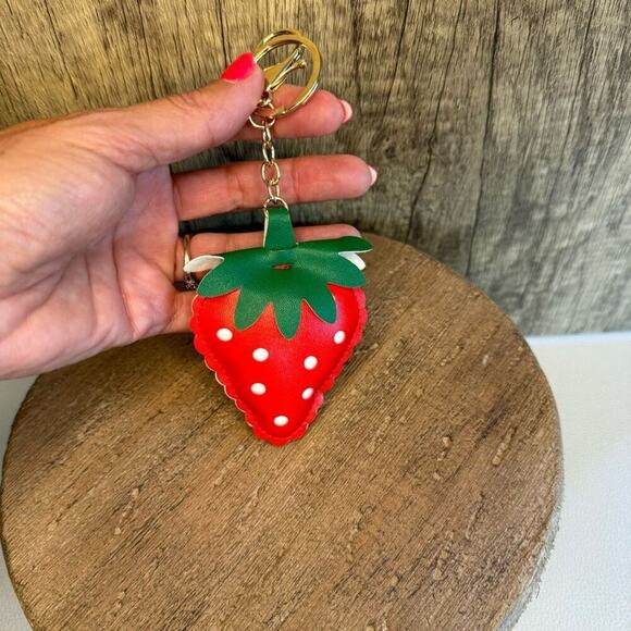 Red Strawberry Keychain Purse Charm Key Chain  NEW FAST SHIP - Picture 5 of 5